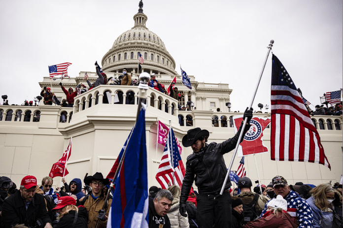 Rioters storming the US Capitol