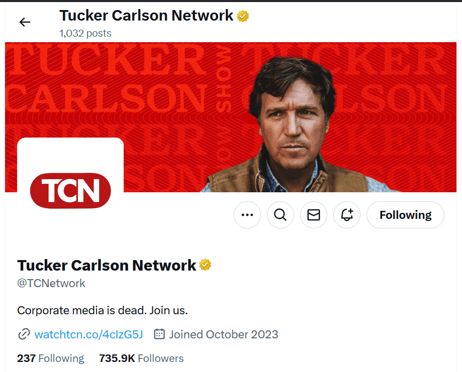 The Tucker Carlson Network on X